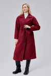 Bordo Buklet Kaşe Oversize Kaban