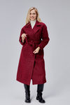 Bordo Buklet Kaşe Oversize Kaban