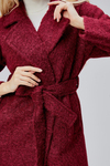 Bordo Buklet Kaşe Oversize Kaban
