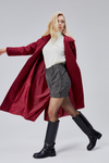 Bordo Buklet Kaşe Oversize Kaban