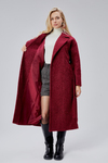 Bordo Buklet Kaşe Oversize Kaban