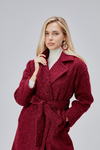 Bordo Buklet Kaşe Oversize Kaban