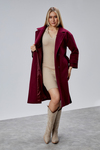 Bordo Kuşaklı Oversize Kaşe Kaban