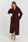 Bordo Oversize Rüzgarlık Detaylı Trençkot