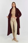 Bordo Oversize Rüzgarlık Detaylı Trençkot
