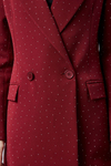 Bordo Regular Dokuma Astarlı Taş Detaylı Blazer Ceket