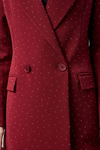 Bordo Regular Dokuma Astarlı Taş Detaylı Blazer Ceket