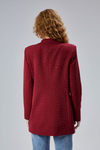 Bordo Regular Dokuma Astarlı Taş Detaylı Blazer Ceket