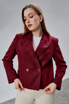 Bordo Regular Fit Premium Kısa Kaşe Ceket