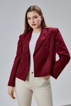 Bordo Regular Fit Premium Kısa Kaşe Ceket