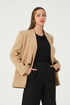 Camel Regular Astarlı Dokuma Oversize Blazer Ceket