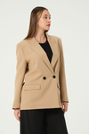 Camel Regular Astarlı Dokuma Oversize Blazer Ceket