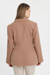 Camel Regular Astarlı Kruvaze Kapama Dokuma Blazer Ceket