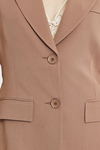 Camel Regular Astarlı Kruvaze Kapama Dokuma Blazer Ceket