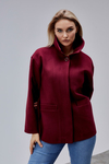 Camille Bordo Oversize Cep Detaylı Astarlı Kaşe Ceket