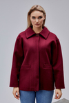 Camille Bordo Oversize Cep Detaylı Astarlı Kaşe Ceket