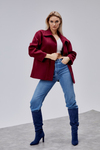 Camille Bordo Oversize Cep Detaylı Astarlı Kaşe Ceket