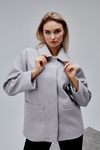 Camille Gri Oversize Cep Detaylı Astarlı Kaşe Ceket