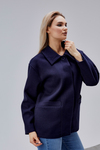 Camille Lacivert Oversize Cep Detaylı Astarlı Kaşe Ceket