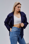 Camille Lacivert Oversize Cep Detaylı Astarlı Kaşe Ceket