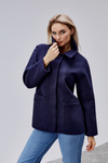 Camille Lacivert Oversize Cep Detaylı Astarlı Kaşe Ceket