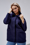 Camille Lacivert Oversize Cep Detaylı Astarlı Kaşe Ceket