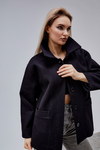 Camille Siyah Oversize Cep Detaylı Astarlı Kaşe Ceket