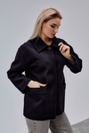 Camille Siyah Oversize Cep Detaylı Astarlı Kaşe Ceket