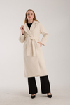 Ekru Buklet Kaşe Oversize Kaban 