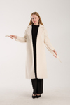 Ekru Buklet Kaşe Oversize Kaban 