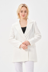 Ekru Oversize Dokuma Blazer Ceket