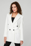 Ekru Regular Astarlı Kruvaze Kapama Dokuma Oversize Blazer Ceket