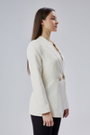Ekru Regular Fit Pile Detaylı Blazer Ceket