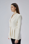 Ekru Regular Fit Pile Detaylı Blazer Ceket