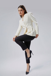 Ekru Regular Fit Pile Detaylı Blazer Ceket