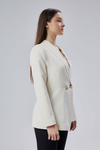 Ekru Regular Fit Pile Detaylı Blazer Ceket