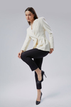 Ekru Regular Fit Pile Detaylı Blazer Ceket