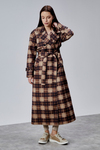 Elora Kahverengi Ekose Detaylı Premium Oversize Trençkot 46650