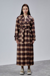 Elora Kahverengi Ekose Detaylı Premium Oversize Trençkot 46650