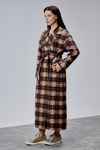 Elora Kahverengi Ekose Detaylı Premium Oversize Trençkot 46650