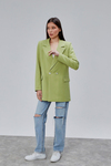 Fıstık Yeşili Oversize Dokuma Blazer Ceket