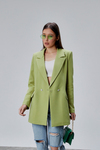 Fıstık Yeşili Oversize Dokuma Blazer Ceket