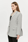 Gri Oversize Dokuma Blazer Ceket