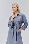 Gri Oversize Kuşaklı Trençkot