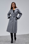 Gri Premium Oversize Kemerli Kaşe Kaban