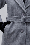 Gri Premium Oversize Kemerli Kaşe Kaban