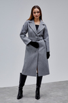 Gri Premium Oversize Kemerli Kaşe Kaban