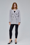 Gri Regular Astarlı Kruvaze Kapama Dokuma Oversize Blazer Ceket