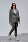 Haki Kruvaze Regular Blazer Takım