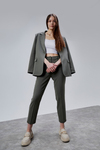 Haki Kruvaze Regular Blazer Takım